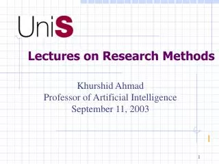 Lectures on Research Methods