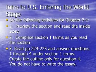 Intro to U.S. Entering the World Stage