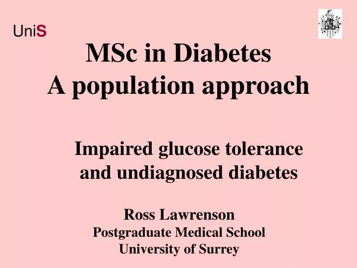 msc in diabetes a population approach