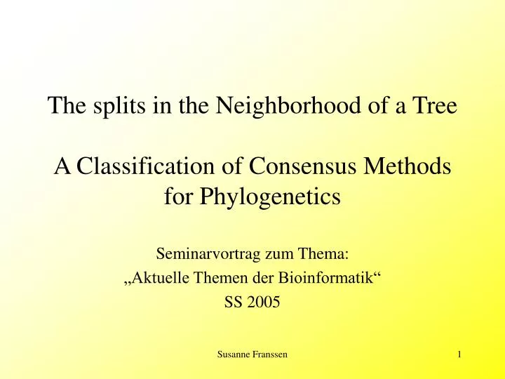 the splits in the neighborhood of a tree a classification of consensus methods for phylogenetics