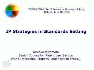 WIPO-KIPO-KIPA IP Panorama Business School, October 6 to 10, 2008
