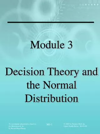 Module 3 Decision Theory and the Normal Distribution