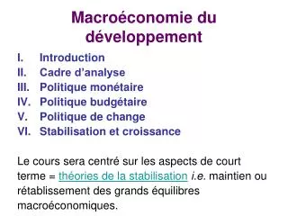 macro conomie du d veloppement
