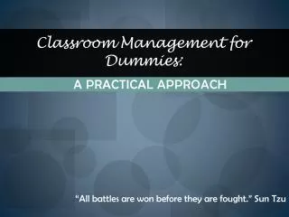 Classroom Management for Dummies: