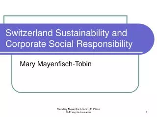 Switzerland Sustainability and Corporate Social Responsibility