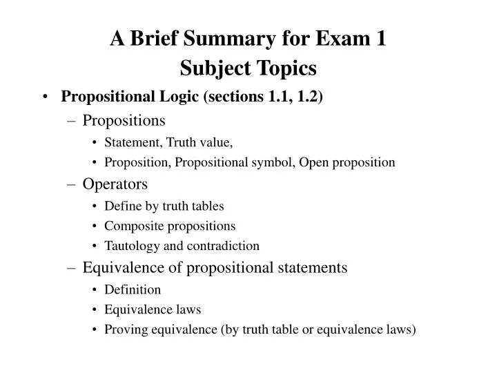 a brief summary for exam 1