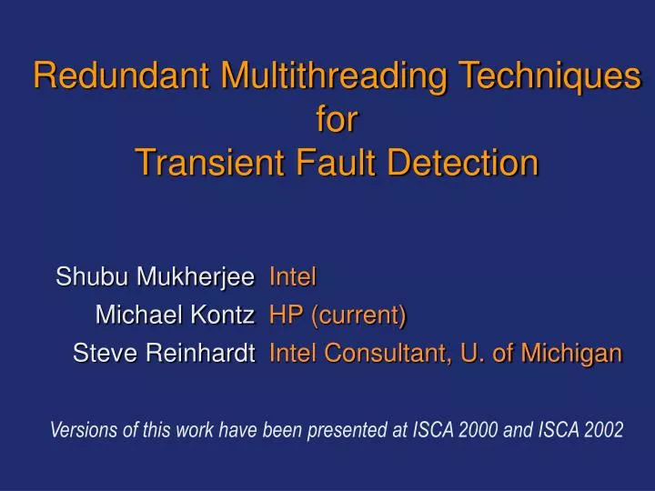 redundant multithreading techniques for transient fault detection