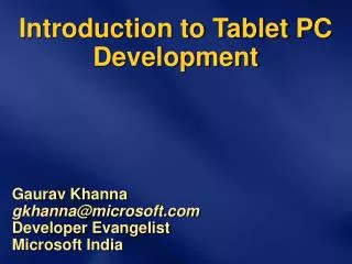 Introduction to Tablet PC Development