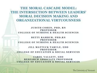 THE MORAL CASCADE MODEL: THE INTERSECTION BETWEEN LEADERS' MORAL DECISION MAKING AND ORGANIZATIONAL VIRTUOUSNESS