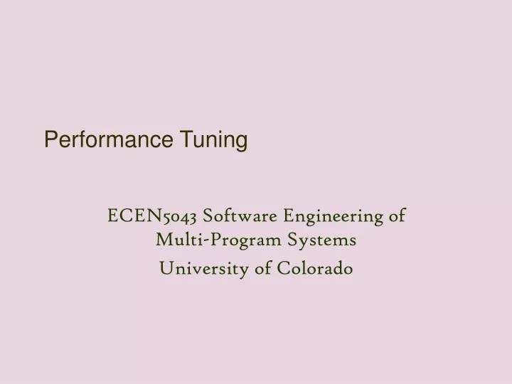 performance tuning