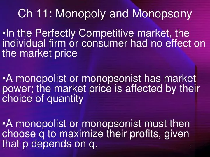 ch 11 monopoly and monopsony