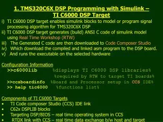 1. TMS320C6X DSP Programming with Simulink – TI C6000 DSP Target