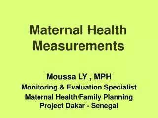 Maternal Health Measurements
