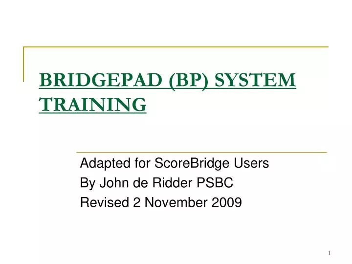 bridgepad bp system training