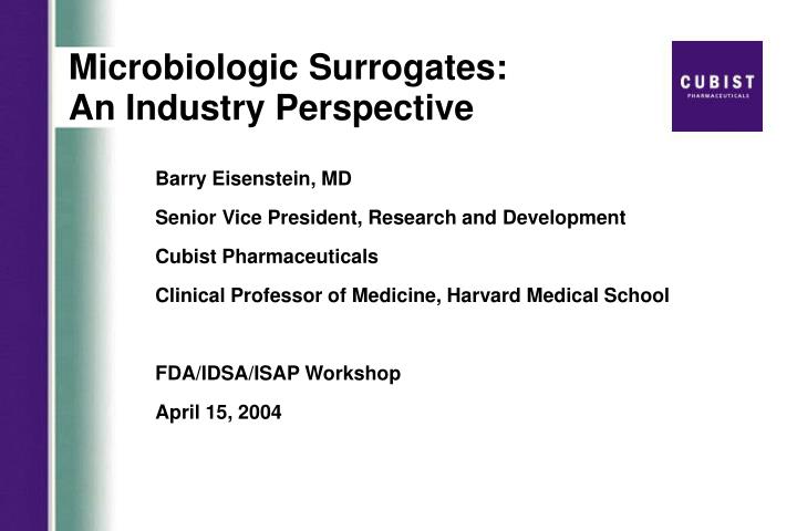 microbiologic surrogates an industry perspective