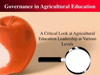 Governance in Agricultural Education