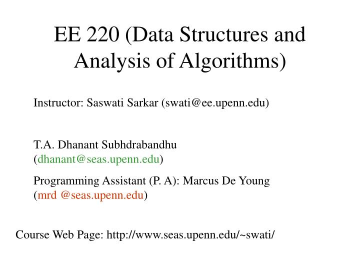 ee 220 data structures and analysis of algorithms