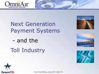 Next Generation Payment Systems - and the Toll Industry