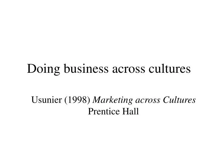 doing business across cultures