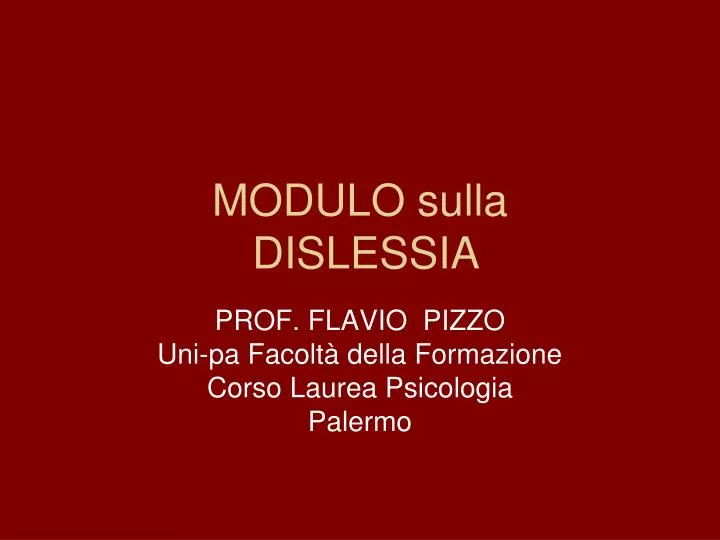 modulo sulla dislessia