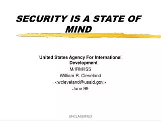 SECURITY IS A STATE OF MIND