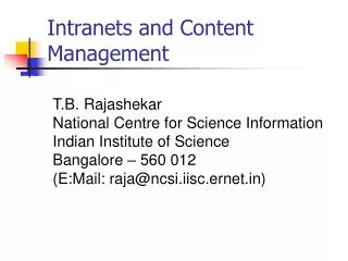 Intranets and Content Management