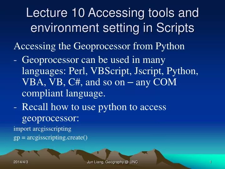 lecture 10 accessing tools and environment setting in scripts
