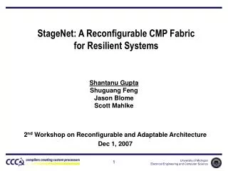 StageNet: A Reconfigurable CMP Fabric for Resilient Systems