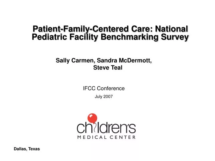 patient family centered care national pediatric facility benchmarking survey