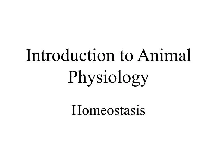 introduction to animal physiology