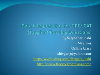 Data Interpretation for GRE/ CAT (Toughest Possible Questions)