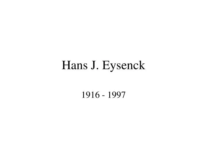 hans j eysenck