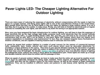 Paver Lights LED- The Cheaper Lighting Alternative For Outdo