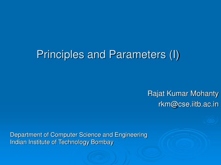 principles and parameters i