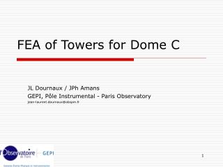FEA of Towers for Dome C
