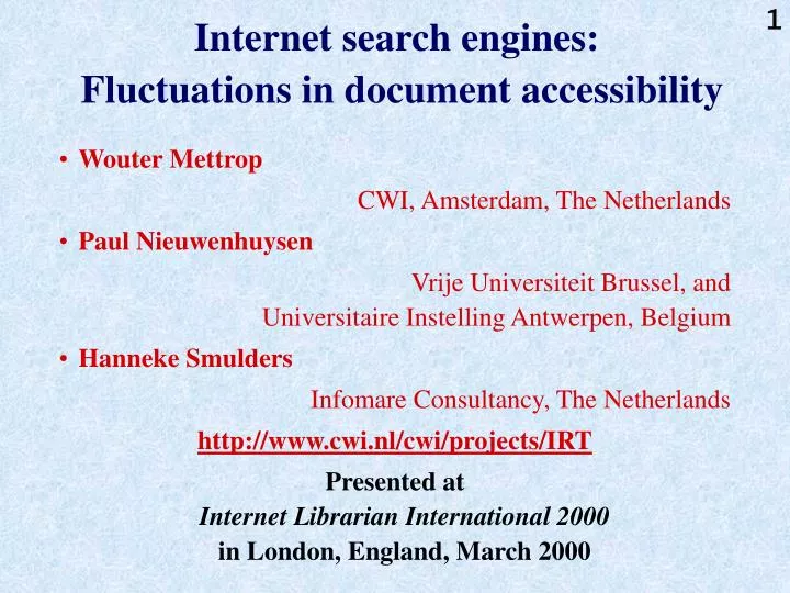 internet search engines fluctuations in document accessibility
