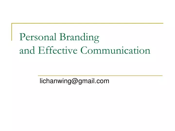 personal branding and effective communication