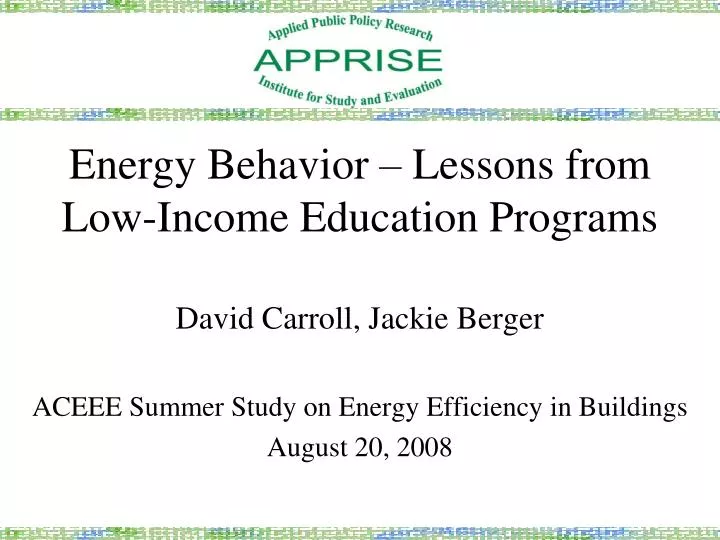 energy behavior lessons from low income education programs