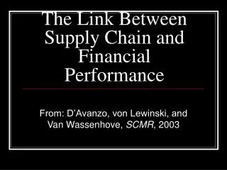 The Link Between Supply Chain and Financial Performance