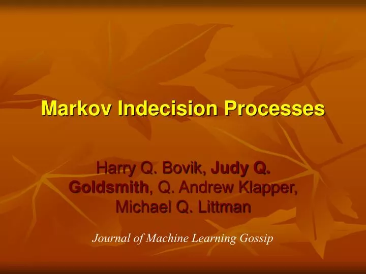 markov indecision processes
