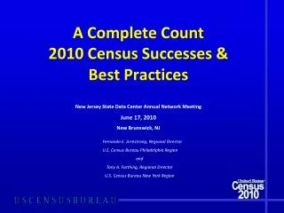 A Complete Count 2010 Census Successes &amp; Best Practices