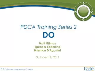PDCA Training Series 2 DO