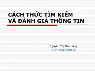 c ch th c t m ki m v nh gi th ng tin