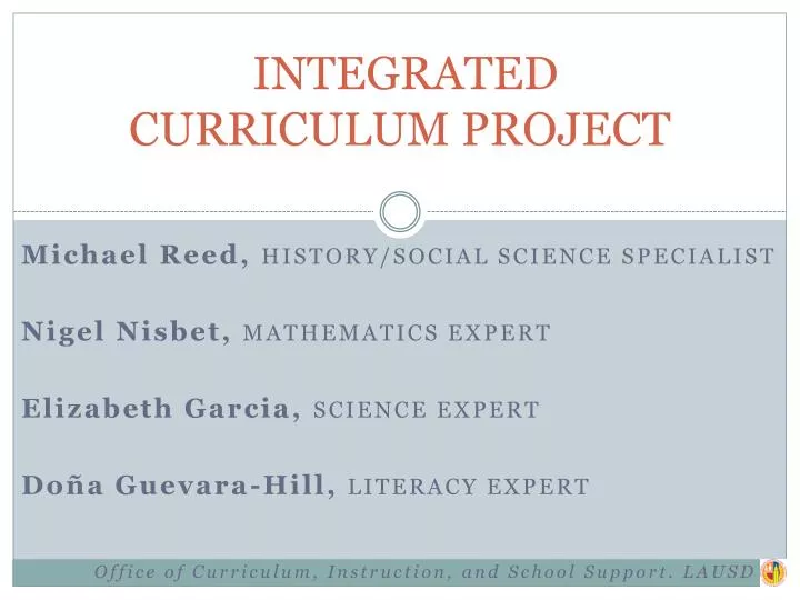 integrated curriculum project