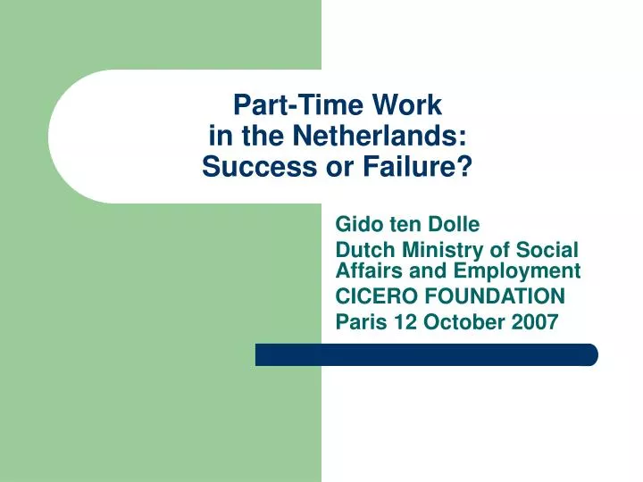 part time work in the netherlands success or failure