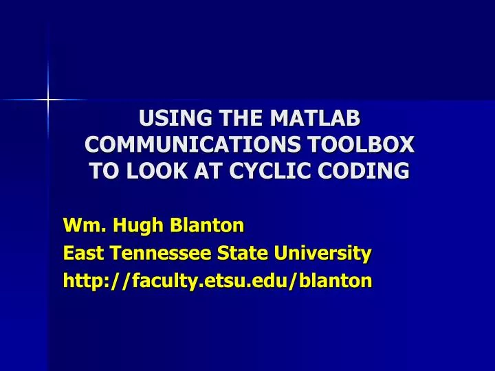 using the matlab communications toolbox to look at cyclic coding