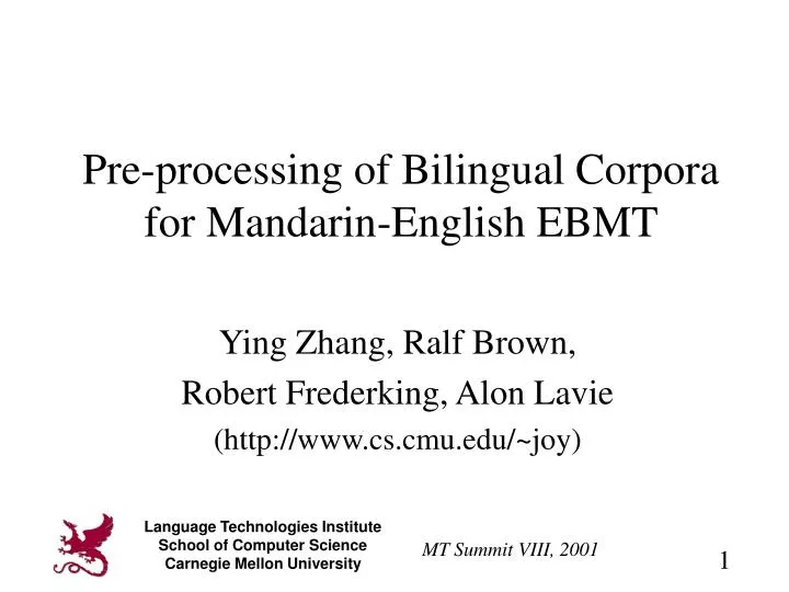 pre processing of bilingual corpora for mandarin english ebmt