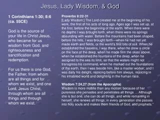 Jesus, Lady Wisdom, &amp; God