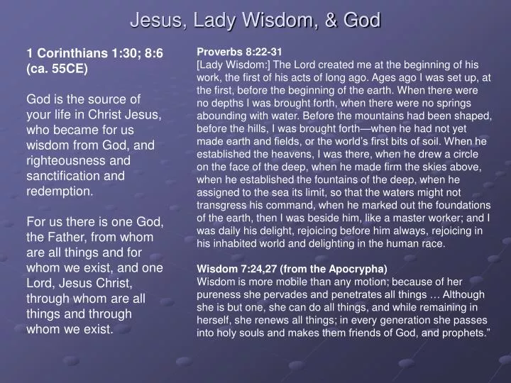 jesus lady wisdom god