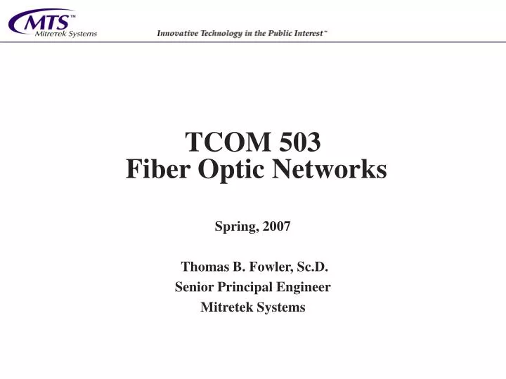 tcom 503 fiber optic networks